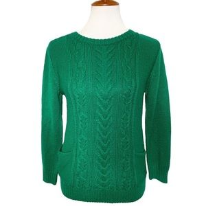 Urban Outfitters Kelly Green Cable Crewneck Sweater